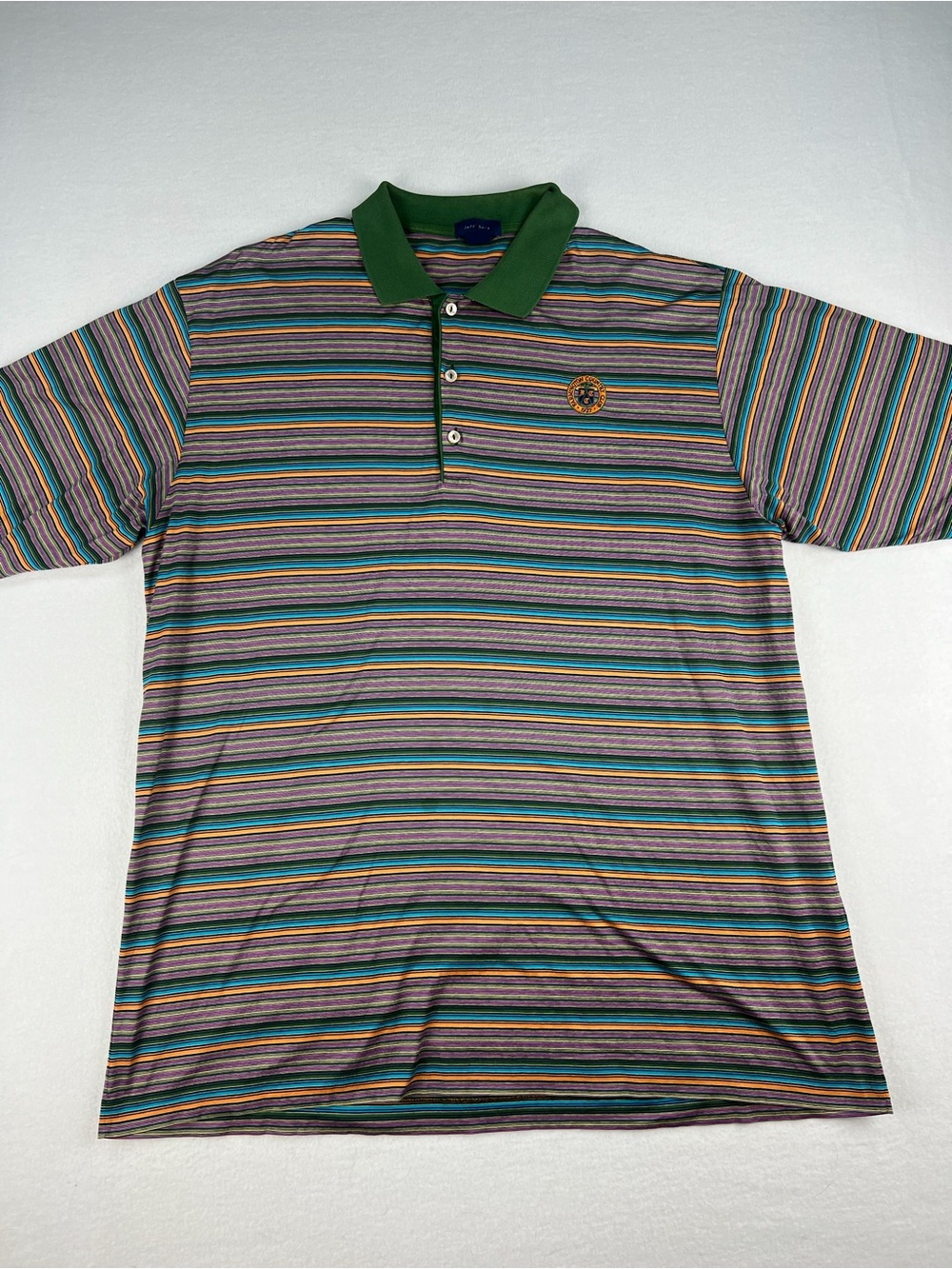 Jeff Rose Mens Striped Golf Polo Farmington Country Club Size XL 100% Cotton